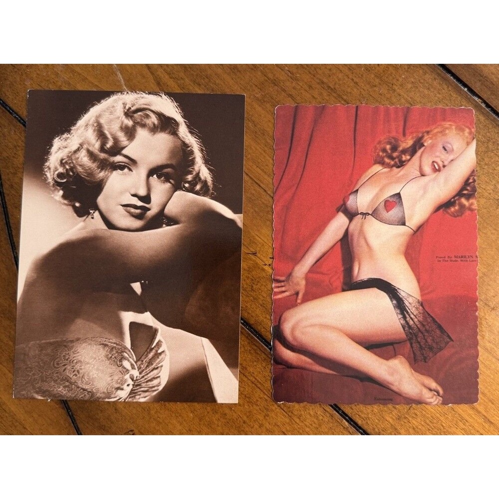 Lot of 2 Marilyn Monroe Estate Collectible Post Cards Vintage Blank Pinup Girl